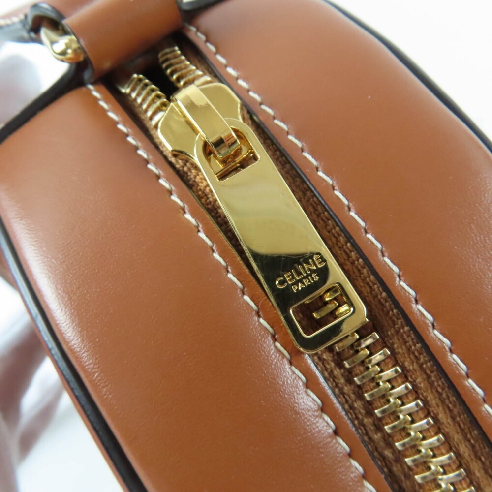 CELINE 19860 Cuile Triomphe Oval Purse Leather Shoulder Bag Tan with Dust Mad... - Picture 10 of 12